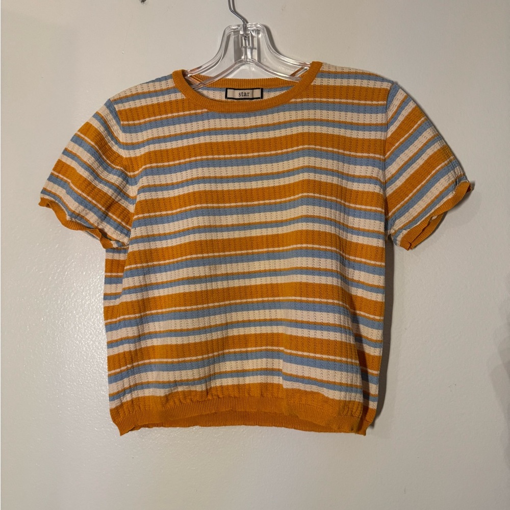 Striped Orange and Blue Knit Top